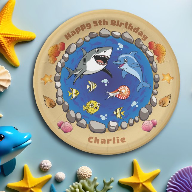Assiettes En Carton Sous la mer Animaux mignons Cartoon Ocean Party (Créateur téléchargé)