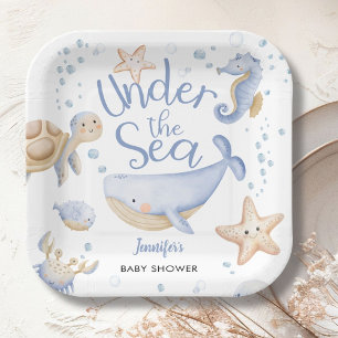 Assiettes En Carton Sous La Mer ! Baby shower garçon bleu mou