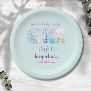 Assiettes En Carton Sous la Mer Girls 1er Anniversaire Plutôt Bleu