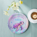Assiettes En Carton Sous la mer mignonne tortue rose violet anniversai<br><div class="desc">Sous la mer mignonne tortue de mer rose violet fête d'anniversaire monogrammed imprimés plaques modèle heureux anniversaire d'anniversaire assiettes,  sip et la fête d'anniversaire de fille de mer décoration de table personnalisée</div>