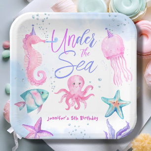 Assiettes En Carton Sous La Mer ! Pink Ocean Girl 5e Anniversaire Papi
