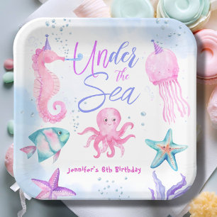 Assiettes En Carton Sous La Mer ! Pink Ocean Girl 6e Anniversaire Papi