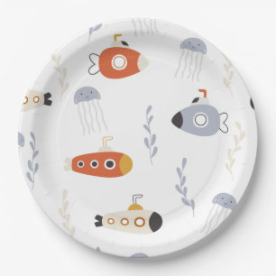 Assiettes En Carton Sous la mer   Plaques de partie sous-marine