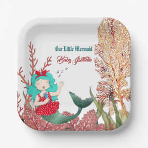 Assiettes En Carton Sous la mer Sirène chantant Coral Reef Anniversai