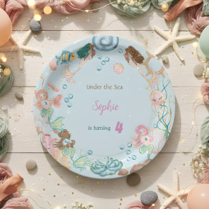 Assiettes En Carton Sous la mer Sirènes anniversaire de enfant