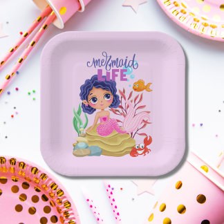 Assiettes En Carton Sous la vie de sirène de mer