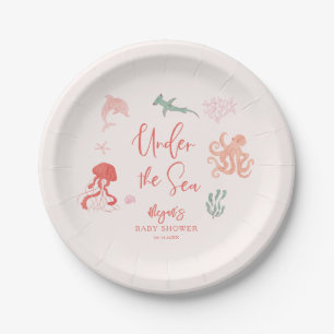 Assiettes En Carton Sous le Baby shower rose marine