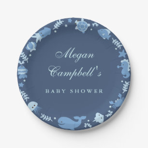 Assiettes En Carton Sous les plats de baby shower de mer