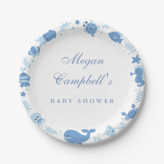 Assiettes En Carton Sous les plats de baby shower de mer