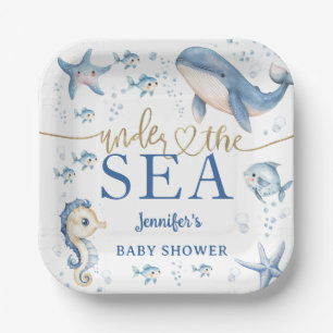 Assiettes En Carton Sous l'océan Fête de bébé Garçon Bleu Océan