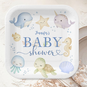 Assiettes En Carton Sous l'océan Fête Prénatale Garçon Papier