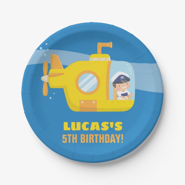 Assiettes En Carton Sous-marin Boy Sous-marin Anniversaire Fournitures (Devant)