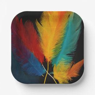 Assiettes En Carton Southwest Feather Abstrait