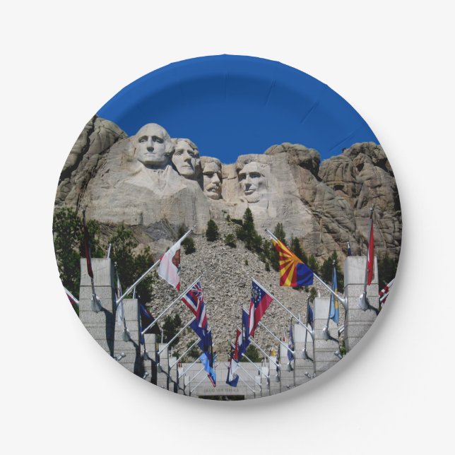 Assiettes En Carton Souvenir photo personnalisable Mount Rushmore (Devant)