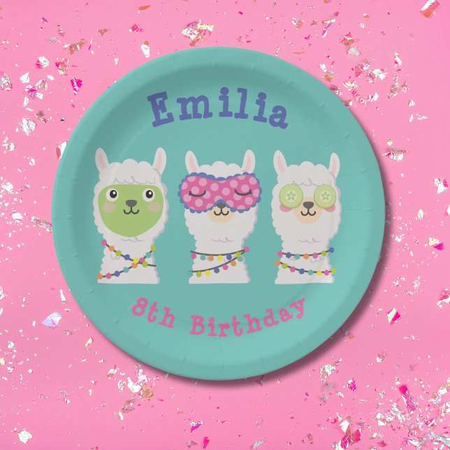 Assiettes En Carton Spa llama party, pyjama de lama (Créateur téléchargé)