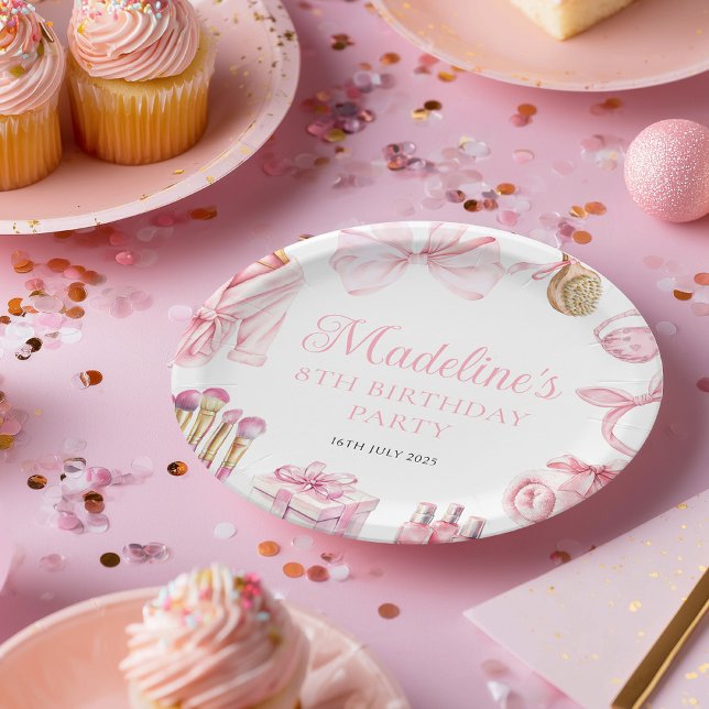 Assiettes En Carton Spa Party Pink Birthday Party (Créateur téléchargé)