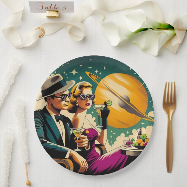 Assiettes En Carton Space Age Las Vegas Martini Gangster Party (Mariage)