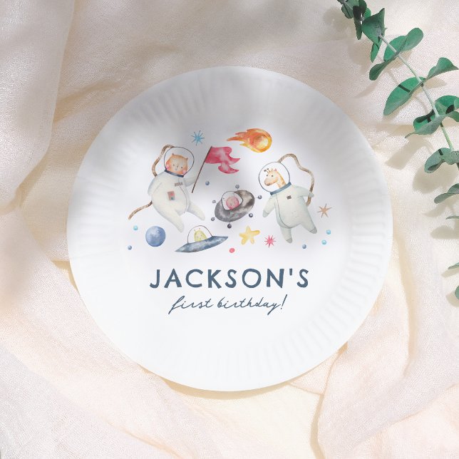 Assiettes En Carton Space Animals Moon Aliens 1er anniversaire (Créateur téléchargé)