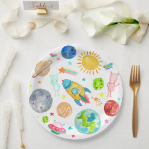 Assiettes En Carton Space Galaxy Planet Rocketship Étoiles Aliens