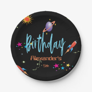 Assiettes En Carton Space Rocket Boys Anniversaire