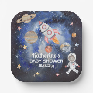 Assiettes En Carton Space Rocket Planètes Boy Baby shower