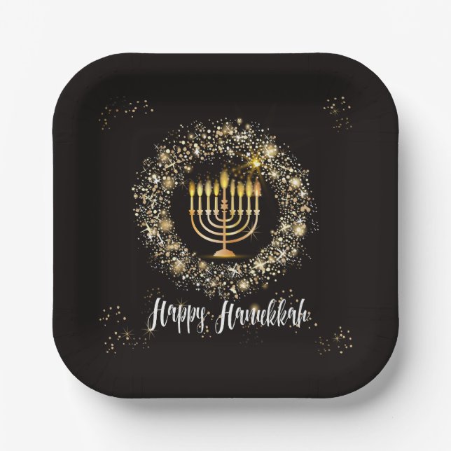 Assiettes En Carton Sparkle Menorah Hanoukka (Recto)