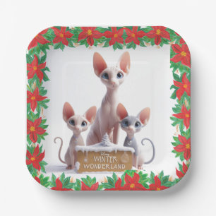 Assiettes En Carton Sphynx de Noël Animé
