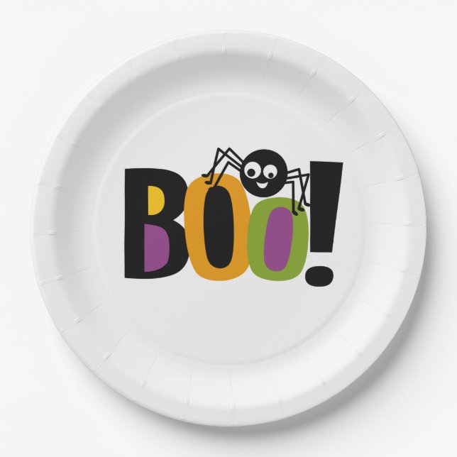 Assiettes En Carton Spider BOO Halloween (Devant)