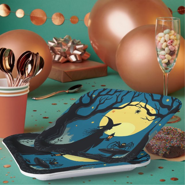 Assiettes En Carton Spiders, Toadstools and Witches (Multi)