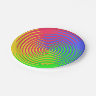 Assiettes En Carton Spirale d'arc-en-ciel plaque à papier de 7 pouces