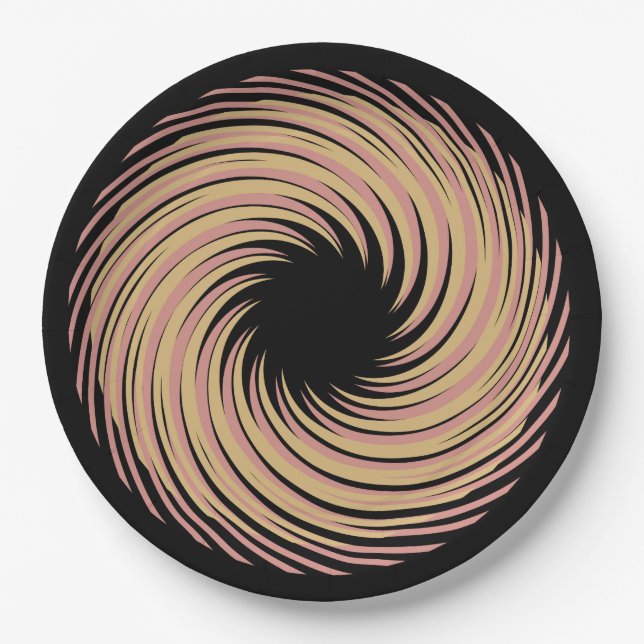 Assiettes En Carton spirale noire (Devant)