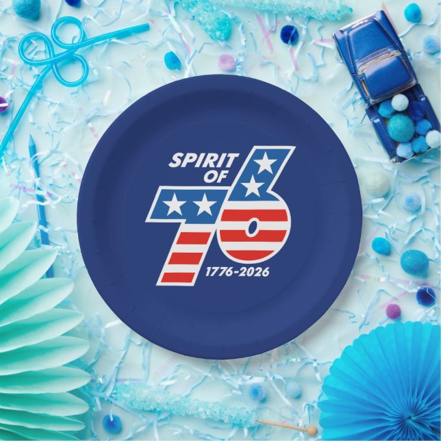 Assiettes En Carton Spirit of 76 - America's 250th Birthday 1776-2026 (Fête)