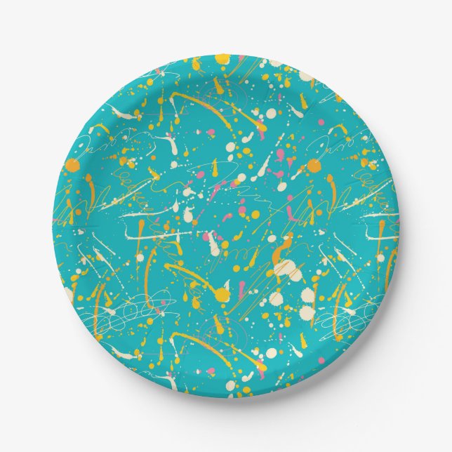 Assiettes En Carton Splash de peinture Abstraite (Devant)