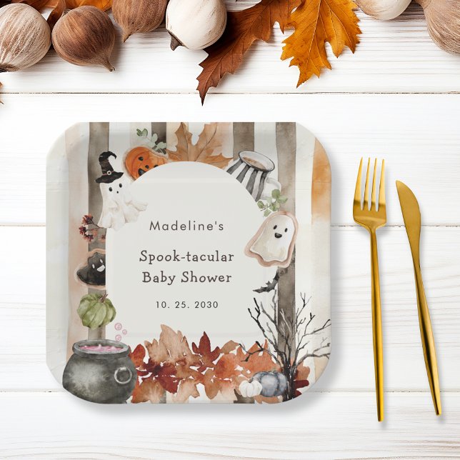 Assiettes En Carton Spooktacular Halloween Ghost Pumpkin Baby Shower (Créateur téléchargé)