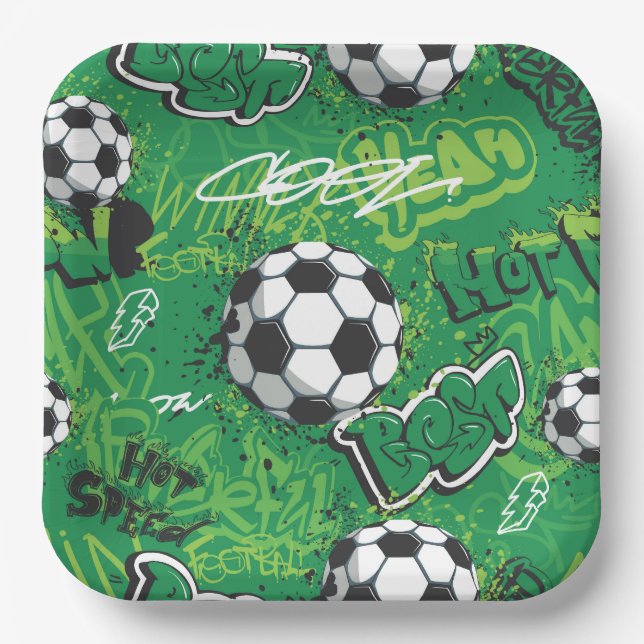 Assiettes En Carton Sport Anniversaire Fête I Socker Balls (Recto)