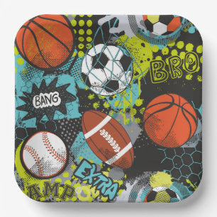 Assiettes En Carton Sport Anniversaire Fête I Sport Balls
