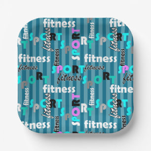 Assiettes En Carton sport fitness texte clair motif pour sportswear
