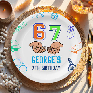 Assiettes En Carton Sports 6 7 Meme Trend Six Seven Birthday Party
