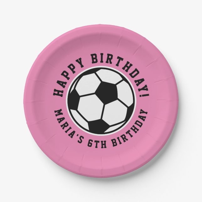 Assiettes En Carton Sports de football féminin Anniversaire coutume ro (Devant)