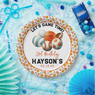 Assiettes En Carton Sports modernes Enfants 2e fête d'anniversaire