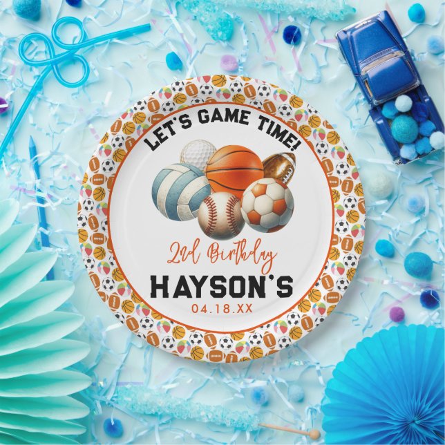 Assiettes En Carton Sports modernes Enfants 2e fête d'anniversaire (Fête)