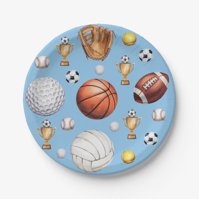 Assiettes En Carton Sports motifs football football base-ball (Devant)