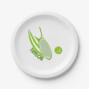 Assiettes En Carton Sports Personnalisés Avec Tennis De Nom