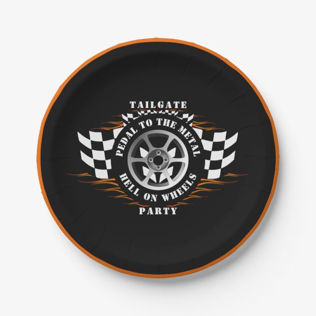 Assiettes En Carton Sports Voiture Racing Fun Tailgate Party (Devant)