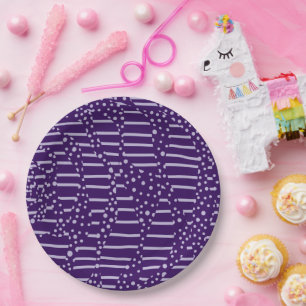 Assiettes En Carton Spots et rayures 2 - Violet