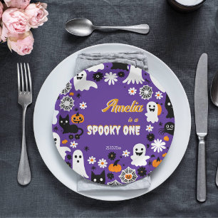 Assiettes En Carton Sppoky un anniversaire d'Halloween marguerites rét