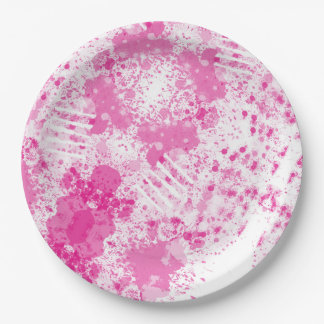 Assiettes En Carton Spray Abstrait de peinture rose