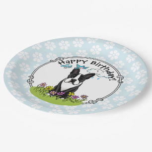 Assiettes En Carton Spring Boston Terrier (noir) Mignonne chien