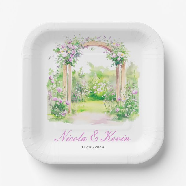 Assiettes En Carton Spring Floral Wedding Arch (Recto)