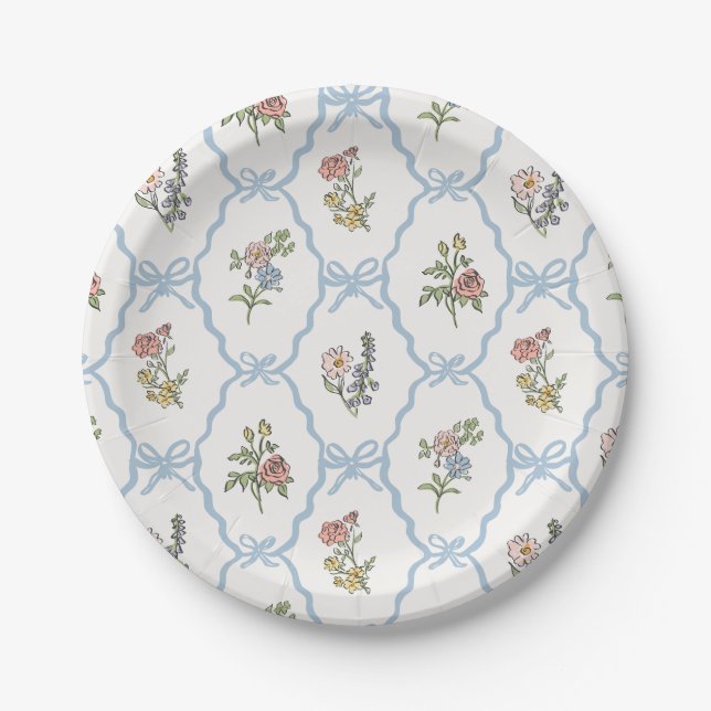 Assiettes En Carton Spring Garden Party Pastel Floral Coquette (Devant)